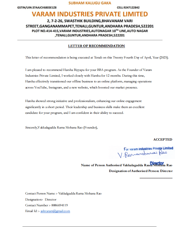 Professional Recognition Certificate