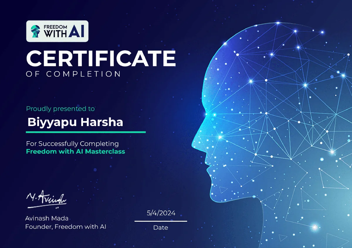 Freedom with AI Masterclass certificate