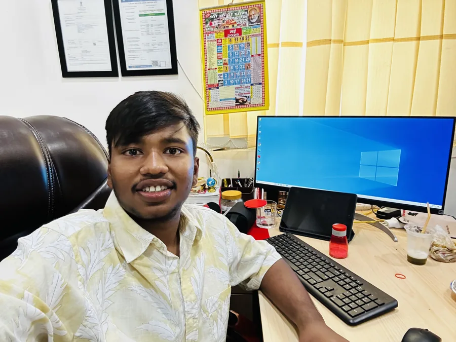 At my desk